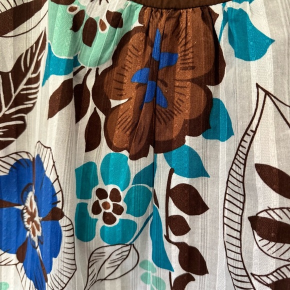 Turquoise and Brown Hawaiian-Inspired Dress - Size 10 - Picture 4 of 5